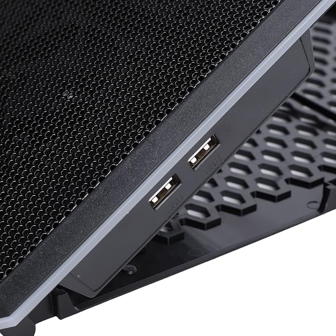 Laptop Cooling Pad RGB 10 Lighting Modes Ergonomic Design 8-Level Height Dual USB Ports for 12-19 Inch Laptops Supports Phone Stand Built from ABS and Aluminum (14 Fans)