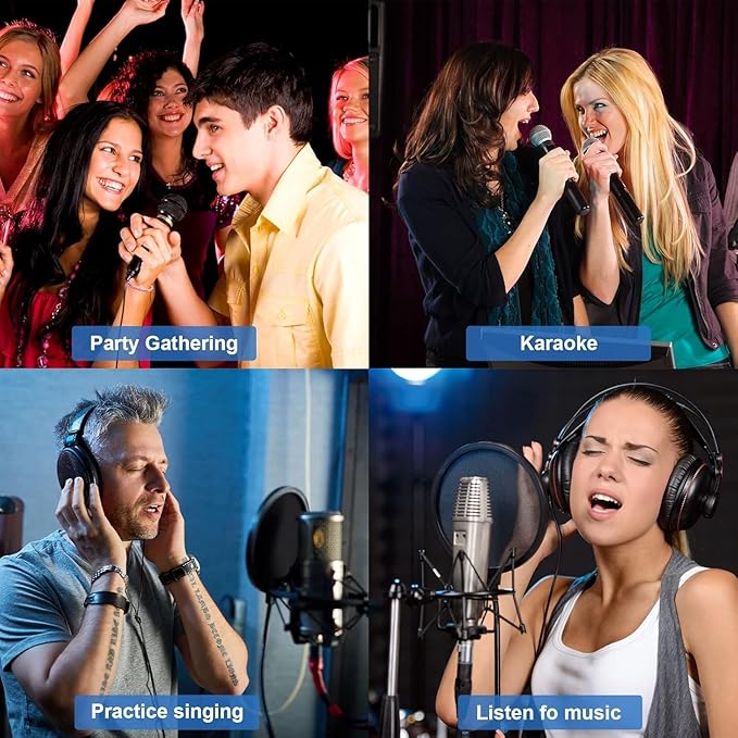 Wireless Karaoke Microphone System Dual Handheld Wireless Microphones for Smart TV Speaker &amp Amplifier HDMI/AUX in/Out 100FT Dynamic Microphonefor Home Karaoke Singing Church &amp Wedding