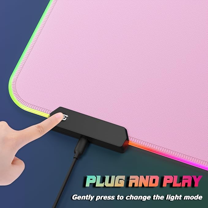 ITNRSIIET RGB Gaming Mouse Pad Full Desk XL Extended Large Gaming Mousepad 12 Lighting Modes 30% Thicker Big LED Desk Mat for Gamers 32 x 12 inches Pink