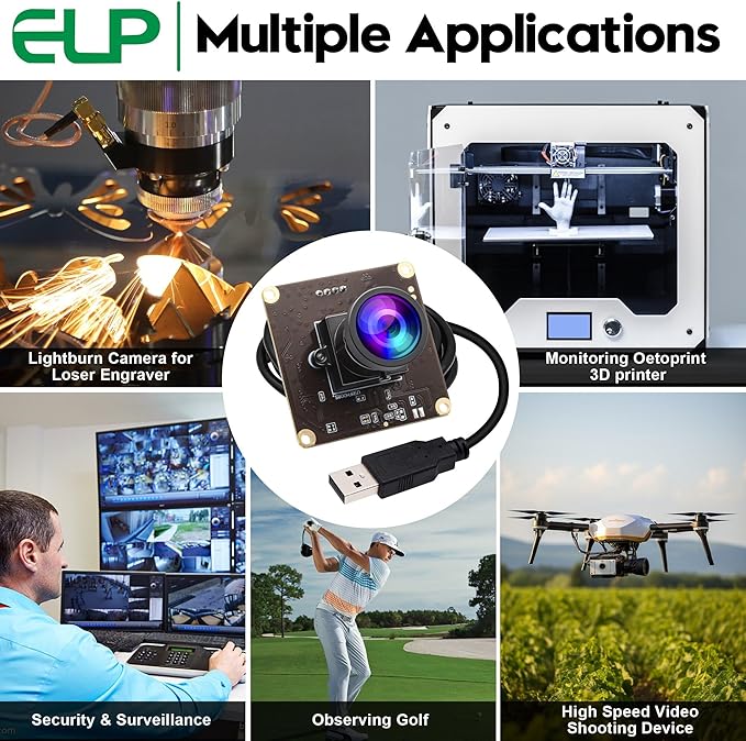ELP 260fps USB Camera Module for Computer - 120 Wide Angle Lightburn 2MP Mini USB2.0 PC CMOS OV4689 260FPS@360P 120FPS@720P 60FPS@1080P FHD Web High Frame for Jetson Nano