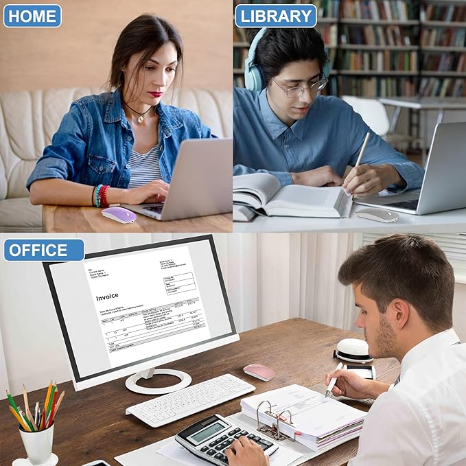 Bluetooth Wireless Mouse for MacBook Air Mac Pro iPad Laptop Computer Pad Optical Rechargeable Slim Silent Dual Mode (2.4G USB-C/USB-A&ampBluetooth 5.2/3.0) Mouse Jiggler for Computer Awakening(Grey)