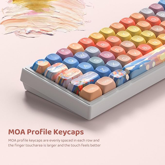 dagaladoo Cute PBT Keycaps SetSunset MOA Profile keycaps 60 75 100 PercentDye-Sub 134-key Custom Keyboard Keycap for 100% 75% 65% 60% TKL US Layout Mechanical Keyboard