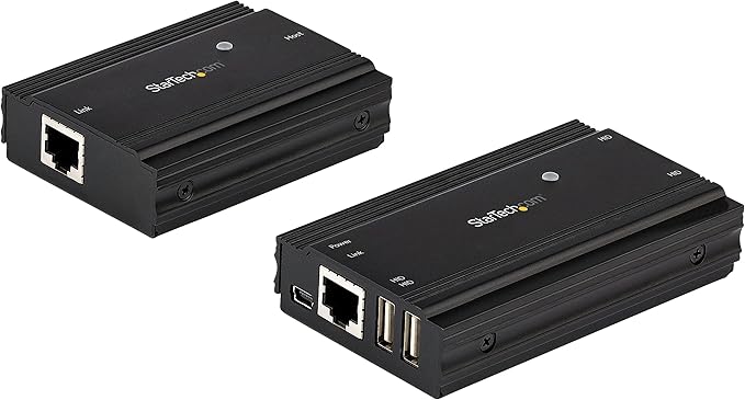 StarTech.com 4-Port USB 2.0 Extender Hub Over Single CAT5e/CAT6 Ethernet Cable (RJ45) - 330ft (100m) - USB Extender Hub Adapter Kit - Metal Housing - Externally Powered - 480 Mbps TAA