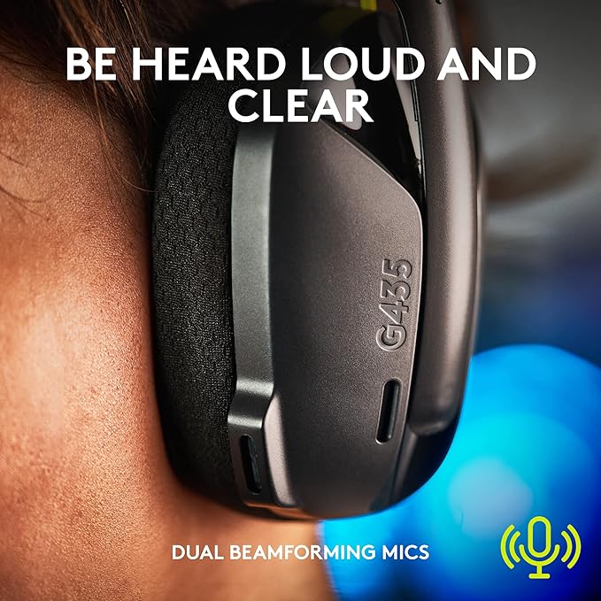 Logitech G435 Lightspeed &amp Bluetooth Wireless Gaming Headset - Lightweight Over-Ear Headphones Built-in mics 18h Battery Dolby Atmos PC PS4 PS5 Nintendo Switch/Switch 2 Mobile - Black