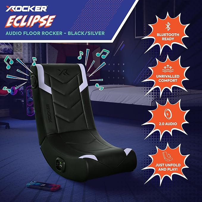 X Rocker Video Gaming Floor Rocker Chair Built-in Audio Foldable for Gamers Bedroom or Game Room for Boys Girls Teens 5-17 Gifts for Gamers