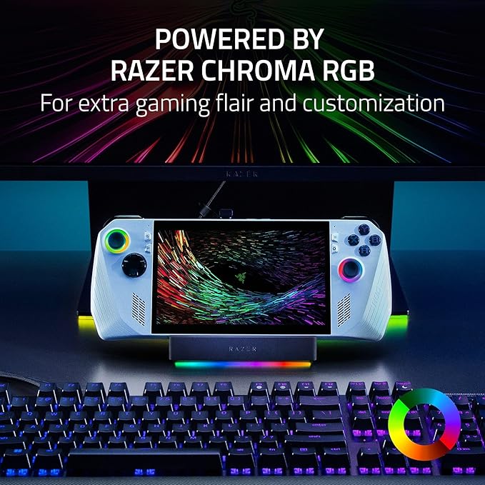 Razer Handheld Dock Chroma: Charging Hub &amp Expand Connectivity for Mobile Gaming &amp Tablets - iPhone 16 Steam Deck ROG Ally Switch &amp More - USB C USB A (3) HDMI GbE - 100W Power Passt