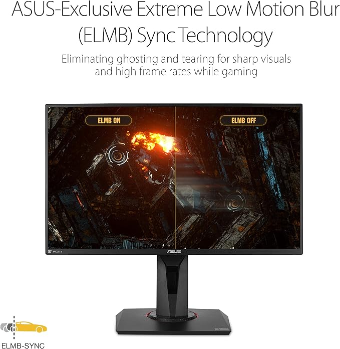 ASUS TUF Gaming VG259QM 24.5” Monitor 1080P Full HD (1920 x 1080) Fast IPS 280Hz G-SYNC Compatible Extreme Low Motion Blur Sync1ms DisplayHDR 400 Eye Care DisplayPort HDMI Black