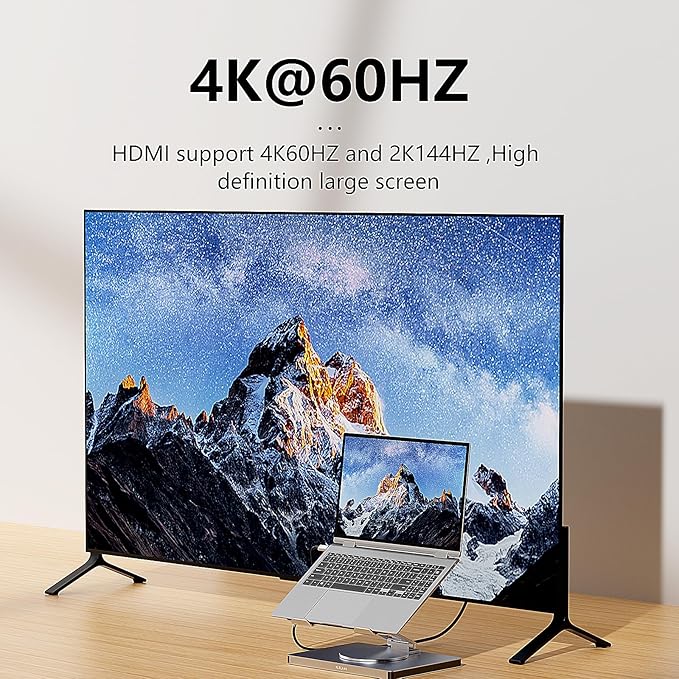 10 in 1 Laptop Docking Station Stand for MacBook Pro/Air/Surface/Dell/HP/Lenovo Mac Type-C Hub with 4K HDMI USB 3.0 SD/TF Card RJ45 PD 3.0 USB C Laptop Stand Hub with 360 Rotating Base (ST109A)