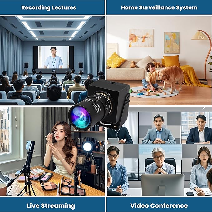 ELP Global Shutter USB Camera Manual Zoom Webcam 5mp 50fps High Speed PC Camera 5-50mm Variable Focus CS Mount Webcamera 1440P 60fps Lightburn Cam UVC USB2.0 Varifocal Telephoto Web Cam (10X Zoom)