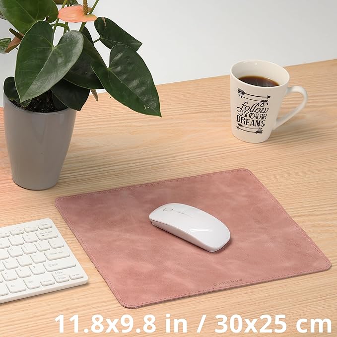 Genuine Leather Mouse Pad (Rose Pink Large)
