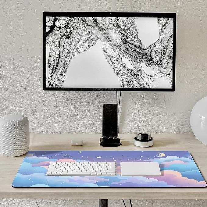 Cloud Star Mouse Pad Large Desk Mat Extended Keyboard Mouse Pad with Non-Slip Base and Stitched Edge Mouse Mat Desk Pad 36x16 Mouse Pads for Desk Home Office Gaming