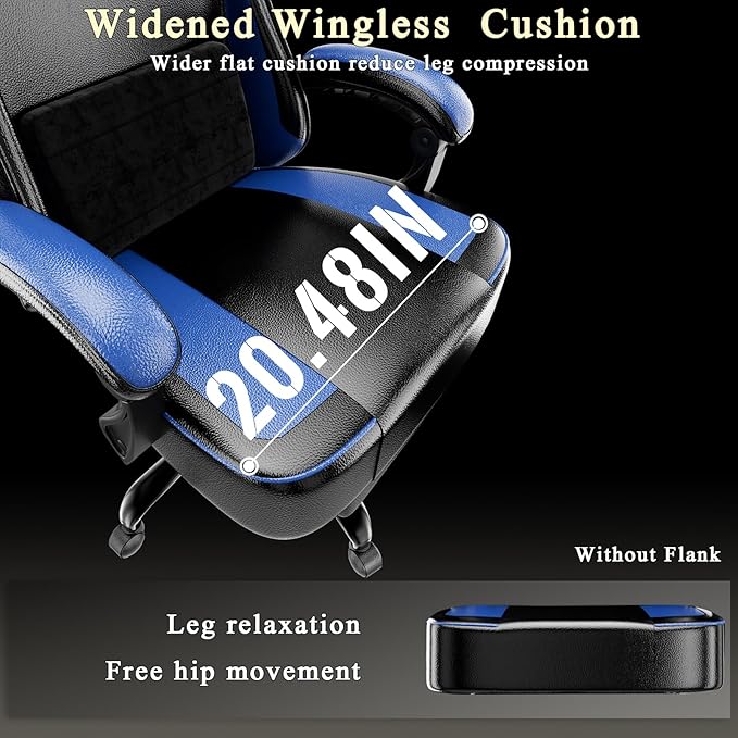 Gaming Chair with Pocket Spring Cushion and Footrest Ergonomic Computer Chair for Adults Breathable PU Leather Game Chair