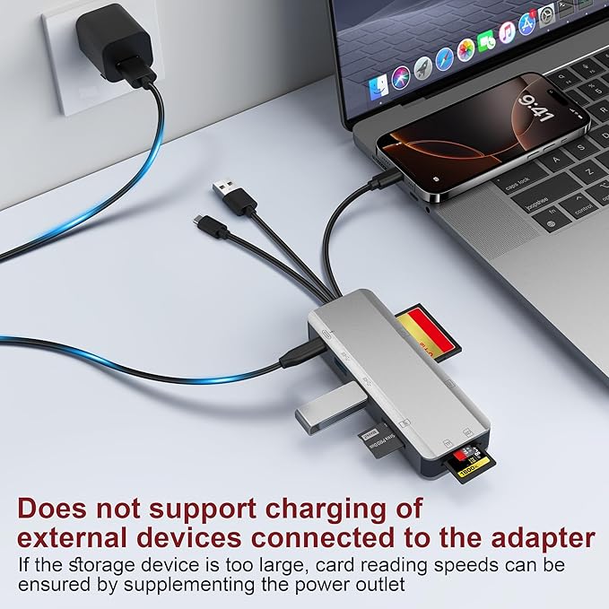 8in1 Multi SD Card Reader Adapter Aluminum with Card Storage Carrying Box SD/TF/CF/MS/XD/Cfast/Memory Stick Pro Duo USB3.0 C&ampA Port for Phone/Pad/PC/LaptopNo Application Required Plug and Play