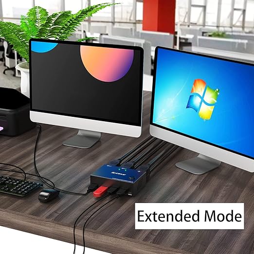 Dual Monitor KVM Switch HDMI 2 Port 4K@60HzMLEEDA USB HDMI Extended Display Switcher for 2 Computers Share 2 Monitors and 4 USB 2.0 HubDesktop Controller and USB HDMI Cables Included