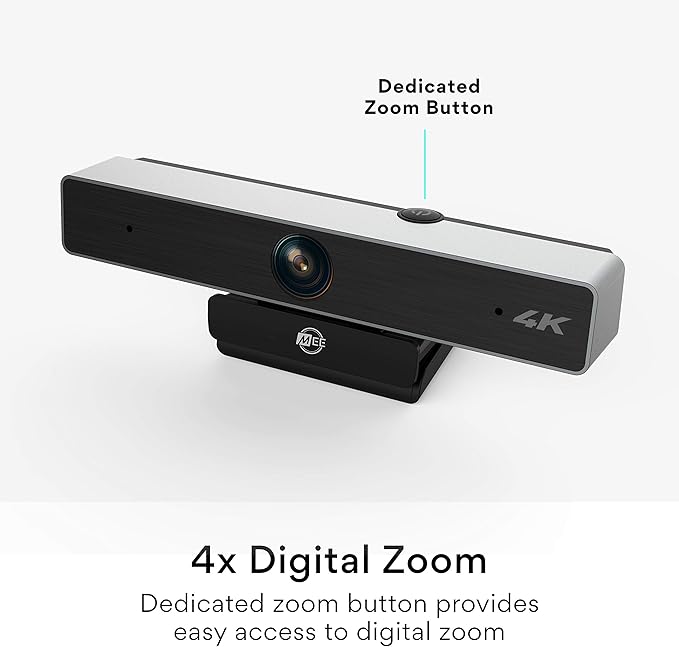MEE Audio C11Z 4K Ultra HD Webcam with ANC Microphones 4X Digital Zoom Low Light Correction Wide Angle Lens and Privacy Cover for Zoom Video Conferencing on Computer PC Mac Laptop Desktop