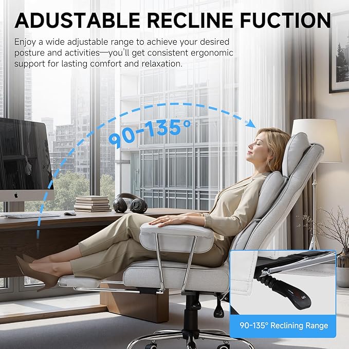 GTPLAYER Gaming ChairOffice Chair with Pocket Spring Lumbar Support Ergonomic Comfortable Wide Office Desk Computer Chair with Outward Fixed Soft Armrests and Footrest(PU Leather White)