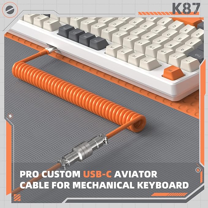 ZIYOU LANG K87 TKL Hot Swappable Wireless Mechanical Gaming Keyboard with Custom Coiled USB C Cable Triple Mode 2.4Ghz/Bluetooth 5.0/Wired Red Switches 20 RGB Backlit 3000mAh Battery for PC Laptop