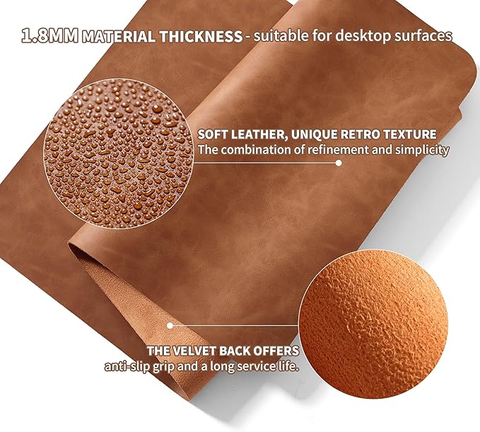 RENMTURE Large Mouse Pad and Keyboard Wrist Rest Desk Pad for Keyboard and Mouse Large Gaming Mouse Pad with Wrist Support Desk Mat for Work and Gaming (Brown)