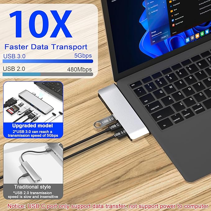 Surface Laptop 6/5/4/3 Hub Docking Station USB-C Hub with 4K@30Hz HDMI 2xUSB 3.0 USB-C SD/TF Card Slot 3.5mm Audio for Surface Laptop 6/5/4/3/Laptop Go 3/Go2/Go