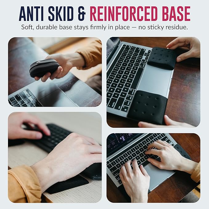 WavePads by PostureUp – Original Two Pack Adjustable Wrist Rests for Laptop and Keyboard Ergonomic Memory Foam Laptop Wrist Pads for Wrist Pain &amp Carpal Tunnel Relief Memory Foam Wrist Support Pa