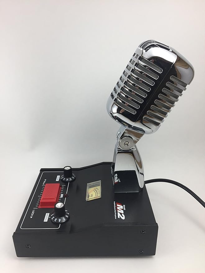 Delta M2 Chrome Amplified Dynamic Power Base Microphone 4 Pin Cobra CB Ham Mic