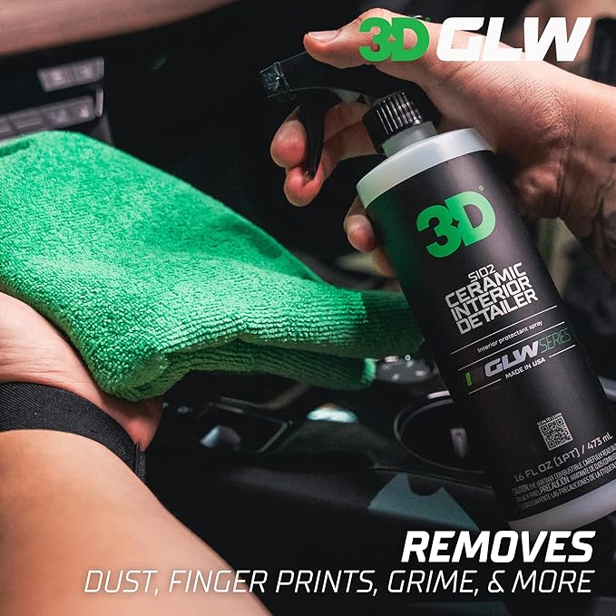 3D SiO2 Interior Detailer GLW Series | Ultimate Deep Cleaning | Ultra Ceramic Protectant |Safe on Leather Vinyl Plastic &amp More | Removes Dust Dirt Grease | DIY Car Detailing | 64 oz