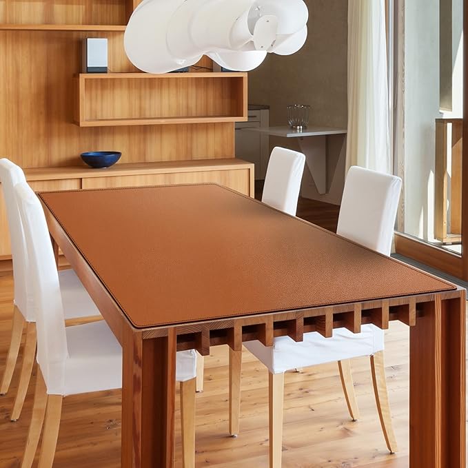 ZORESYN Conference Table Pads (70.87 x 31.5) - PU Leather Extended Large Mouse pad Office Desk Mat - Nonslip Base and Waterproof Desktop Writing Pad Mouse Mat (Light Brown)
