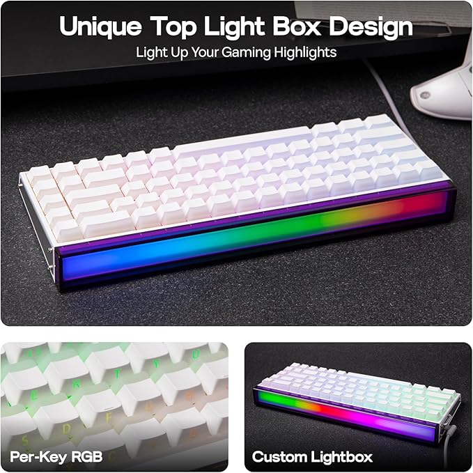 EPOMAKER Aula Hero 68 HE Wired Magnetic Gaming Keyboard 0.01mm Adjustable Actuation Rapid Hall Effect Switch 8kHz Polling 5-Layer Sound Dampening RGB Box &amp Backlight (White Lighthouse)