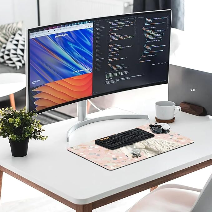 XXL Gaming Mouse Pad Animal Horse Flower XXL Gaming Mouse Pad Large Desk Mat Protector for Desktop Anti-Slip Rubber Extended Computer Keyboard Mat Writing Pad for Work Office 15.7 * 35.4 inB-1775