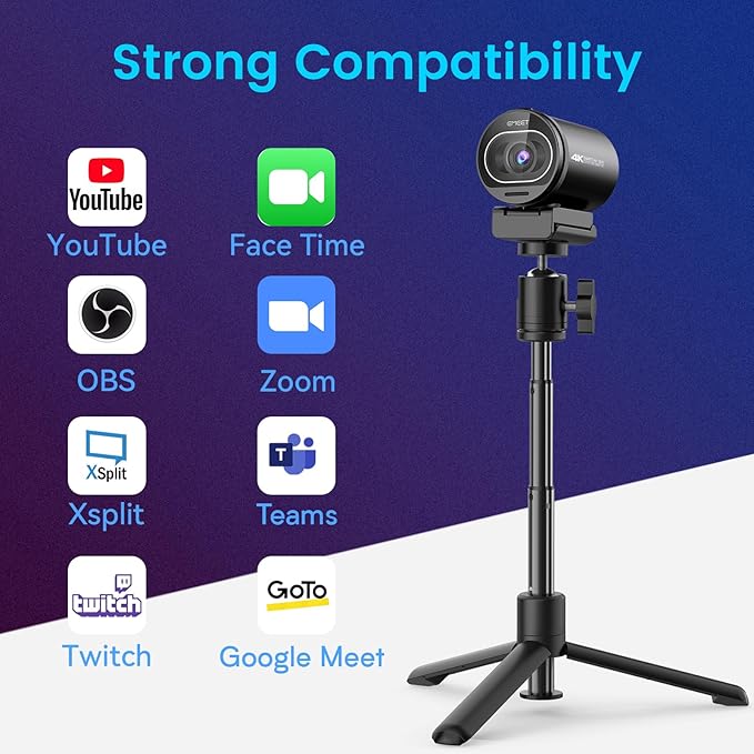 EMEET S600 4K Webcam for Streaming - Sony 1/2.55'' Sensor PDAF Autofocus 1080P@60FPS 2 Noise Reduction Mics Built-in Privacy Cover 73° FOV Streaming Camera for Live Commerce/Gaming/Beauty