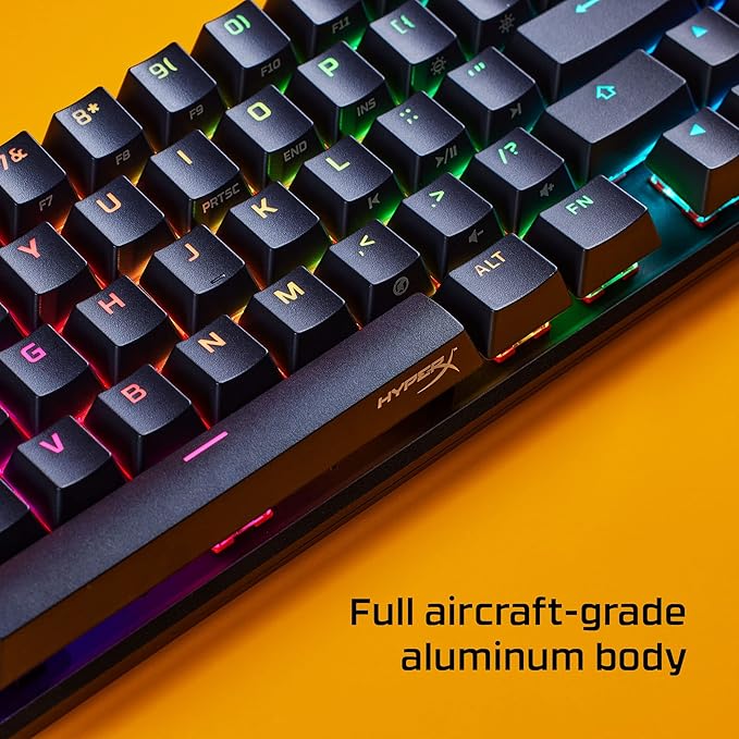HyperX Alloy Origins 65 - Full Size Mechanical Gaming Keyboard Red Switch RGB LED Backlit Double Shot PBT Keycaps Computer Gamer Wired Linear Keyboard for PC Xbox PlayStation Black (Renewed)
