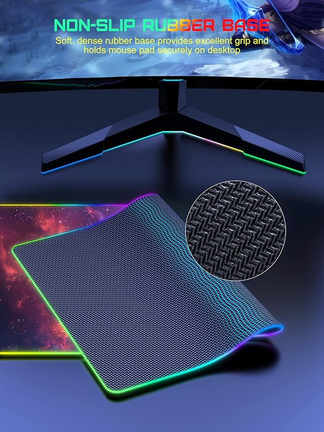TopMade Wireless Charging Mouse Pad RGB Gaming Mousepad 35.4 x 15.8 Extra Large Waterproof Keyboard Desk Pad Computer Desk Mat Red Nebula (Includes 20W PD Power Adapter &amp 6.56ft Woven Cable)