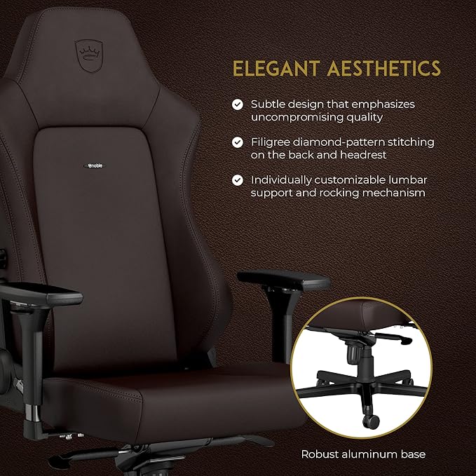 noblechairs Hero Gaming Chair/Office Chair with Lumbar Support PU Hybrid Leather Java Edition