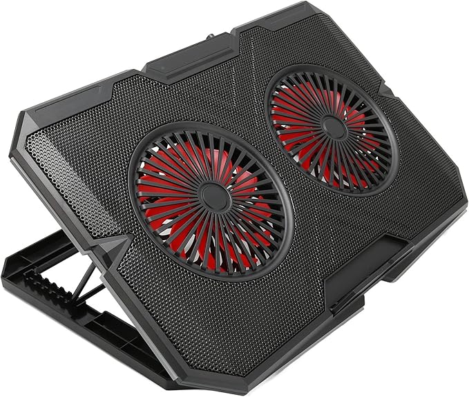 RGB Laptop Pad with Dual Silent Fans Gaming Laptop Cooler Stand with 7 s Height Adjustment 2 USB Ports and RGB ing for 14in to 17in Lap y Panel