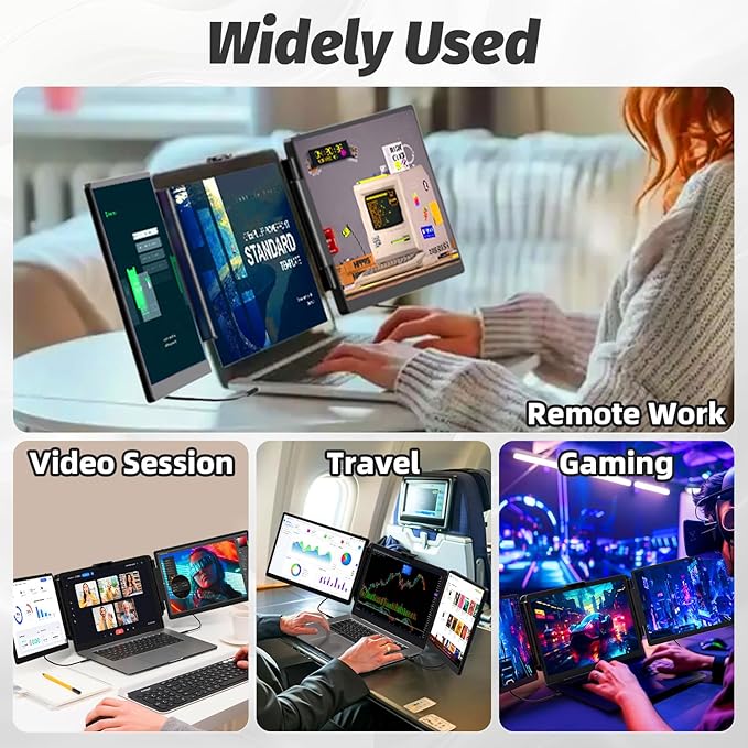 2K Laptop Screen Extender - 13 IPS 1440P Triple Screen Laptop Monitor Extender Plug &amp Play Multi Screen Attachment for 13-17 Laptops Compatible with Wins Mac Dex Chrome Travel Gaming Work
