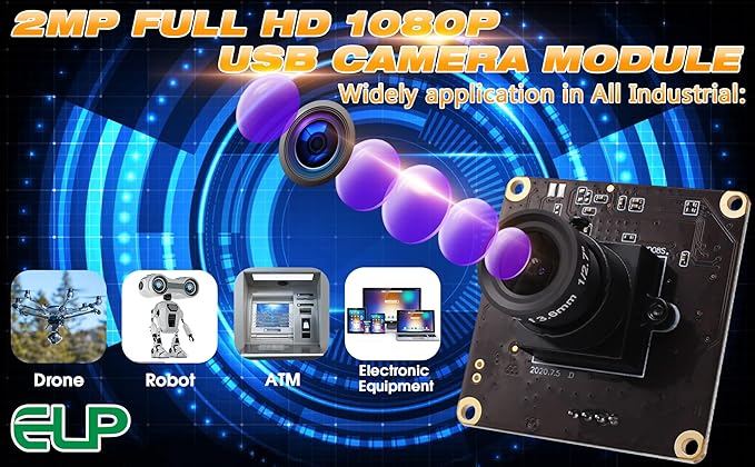 ELP 2MP High Speed USB Camera Module for Computer - 1080P Mini UVC USB2.0 Webcam Board CMOS OV4689 Video CCTV Industrial PC Camera for Laptop - High Frame Rate 260fps 120fps 60fps