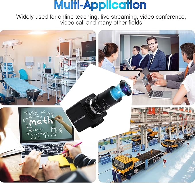 4K Ultra HD 5-50mm Zoom Manual Lens USB Web Camera 2160P IMX317 Sensor 10X Varifocus Close-up USB Webcam for Windows/Linux/Raspberry Pi