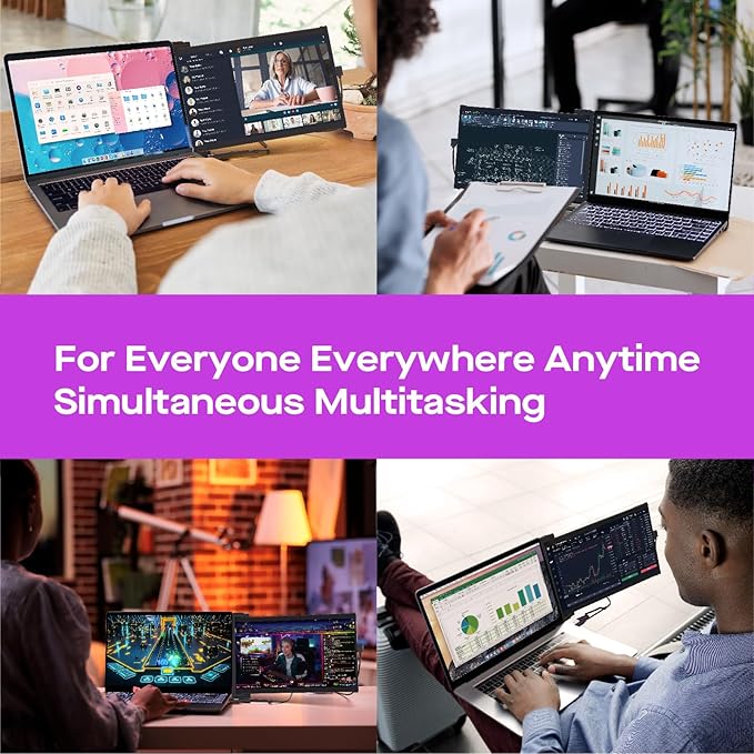 Mobile Pixels Portable Monitor Duex Max DS Laptop Monitor Extender 14.1 Inch 1080P FHD IPS Plug and PlayTravel Monitors Extender for 14''-17 '' Laptops Compatible with Windows/Mac/Android/Switch