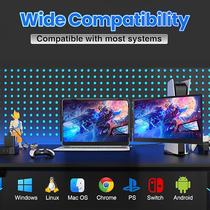 Laptop Screen Extender Ultra-lightweight 14 FHD 1080P IPS Dual Screen Laptop Monitor Extender with USB-C/HDMI Port Plug and Play Portable Monitor for 13-17 Laptops (Wins/Mac/Android//Switch/PS5)