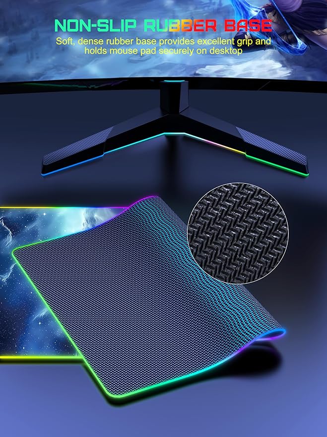 Wireless Charging Mouse Pad RGB Gaming Mousepad Home Office Desk Pad 31.5” x 15.8” XXL Large Desk Mat Waterproof Keyboard Pad Blue Nebula(Includes 20W PD Power Adapter &amp 6.56ft Woven Cable)
