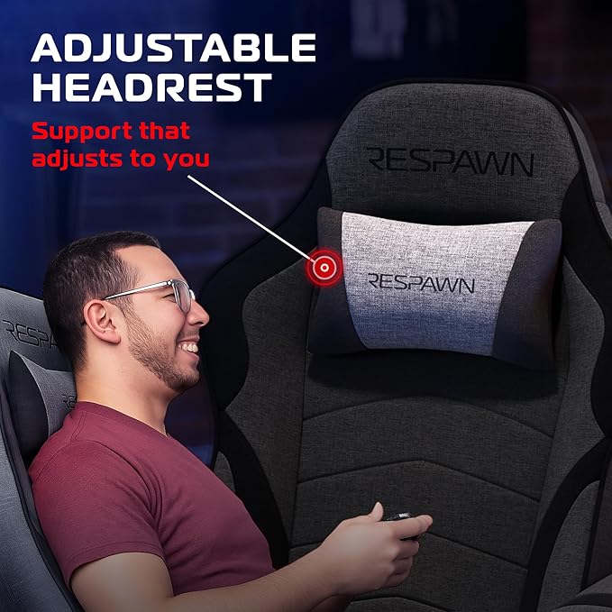 RESPAWN 900 Console Gaming Recliner with Footrest and Lumbar Support - Comfortable Ergonomic Gaming Chair with Headrest No Wheels Reclining Heavy Duty Racing Style Video Game Chairs - Gray Fabric