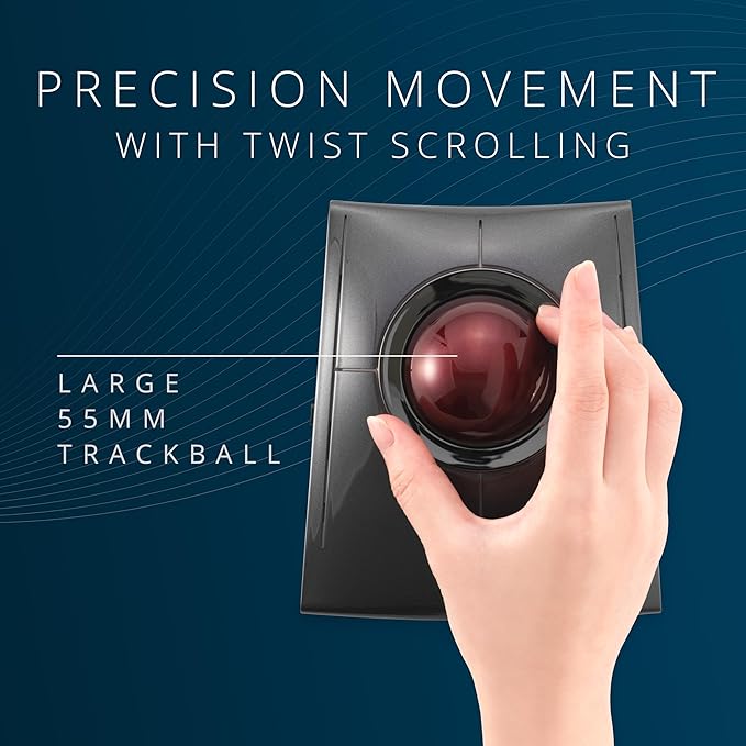 Kensington SlimBlade™ Pro Wireless Trackball Rechargeable Battery Bluetooth 2.4GHz Connection Options (K72080WW)