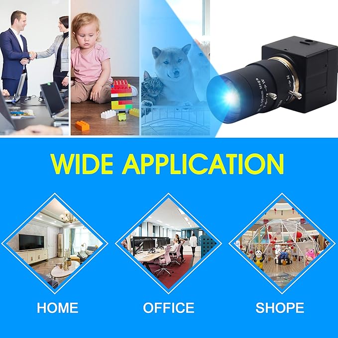 USB Camera 2MP Low Illumination Webcam 5-50mm Optical Zoom Lens Variable Focus USB Camera Compatible with Mac/Windows/Raspberry pi