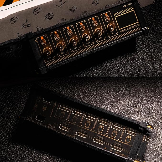 6 Ports USB C Splitter Retro USB Docking Station with 6 LED Status Indicators and 9 USB Convenient Input Ports Retro Gold Plating Table Setting for Boyfriend