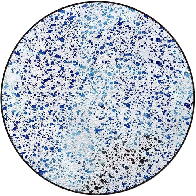 Abstract Soft Round Area Rug for BedroomCircle Rug Shaggy Floor Mat for PlayroomTeen Room Decor for Girls Boys Splattered Paint DropsPurple White Diameter 43.3 in