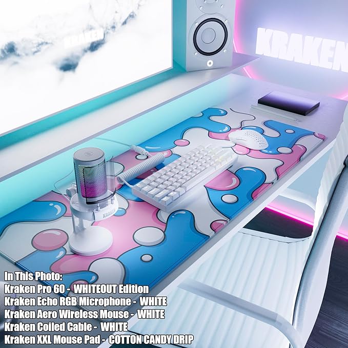 Kraken Gaming Mouse Pad Large Cotton Candy XXL Mouse Pad for Gaming - Desk Mat for Keyboard - Thick Artisan Mousepad for Desk (Cotton Candy Drip)