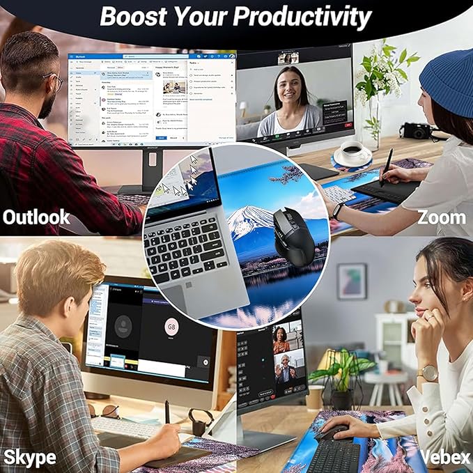 Large Mouse Pad and Keyboard Wrist Rest Desk Pad for Keyboard and Mouse 4-in-1 Large Gaming Mouse Pad with Wrist Support Desk Mat for Home Office Study GameCherry Blossoms in The Lake