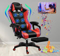 TBQATNTS 7-Point Massage Gaming Chair with RGB Lighting and SpeakersErgonomic Gaming Chair with footrest and Headrest and Lumbar Pillow Video Game ChairsAdults High Back Gaming ChairRed
