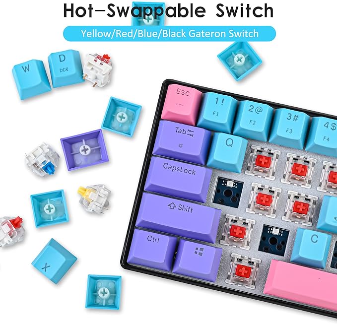surmen GT61 60% Mechanical Gaming Keyboard 60 Percent RGB Backlit Hot-Swappable Wireless/Wired Compact Mini Keyboards Bluetooth 5.0 Keyboard Programmable/N-Key Rollover (Red Joker)