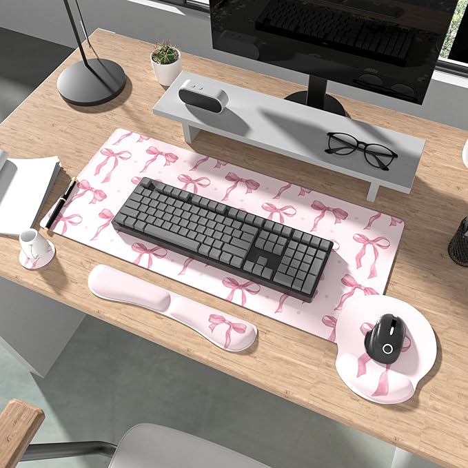 Ovenbird Mouse Pad Set 4-in-1 Pink Bow